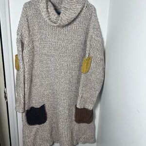 Margaret Winters New York Chunky Knit Cowl Neck Cardigan Sweater L